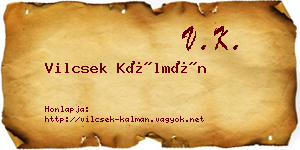 Vilcsek Kálmán névjegykártya